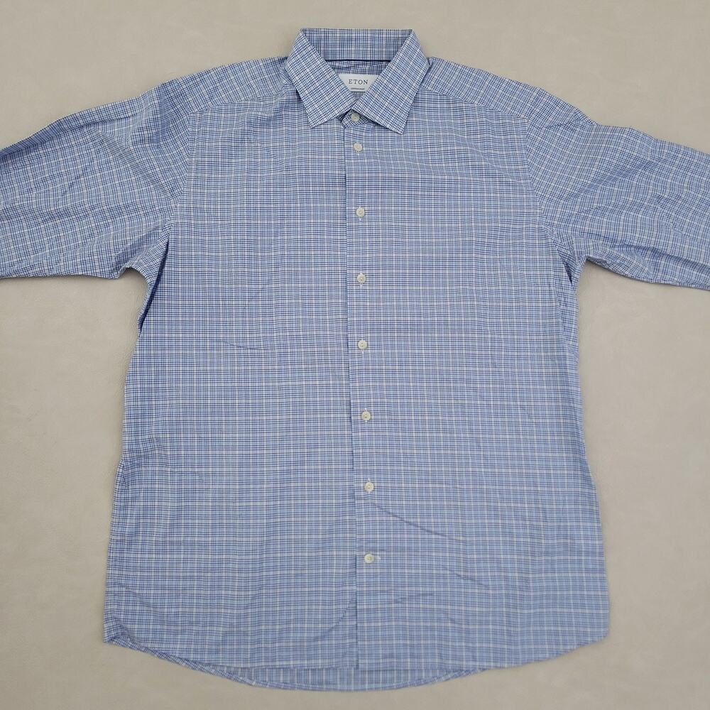 Eton Contemporary Fit Button Down Shirt Cotton Fine Twill Melange Shirt 17/43 - Picture 2 of 9